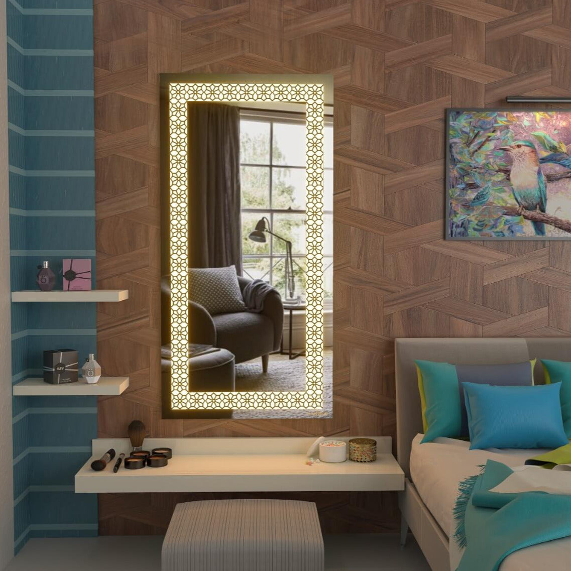Beautiful (7 In One)' Wooden Wall Organiser With Mirror, Key hangers, Coat  Hangers, Pin Board, Clock, Calendar - WallMantra